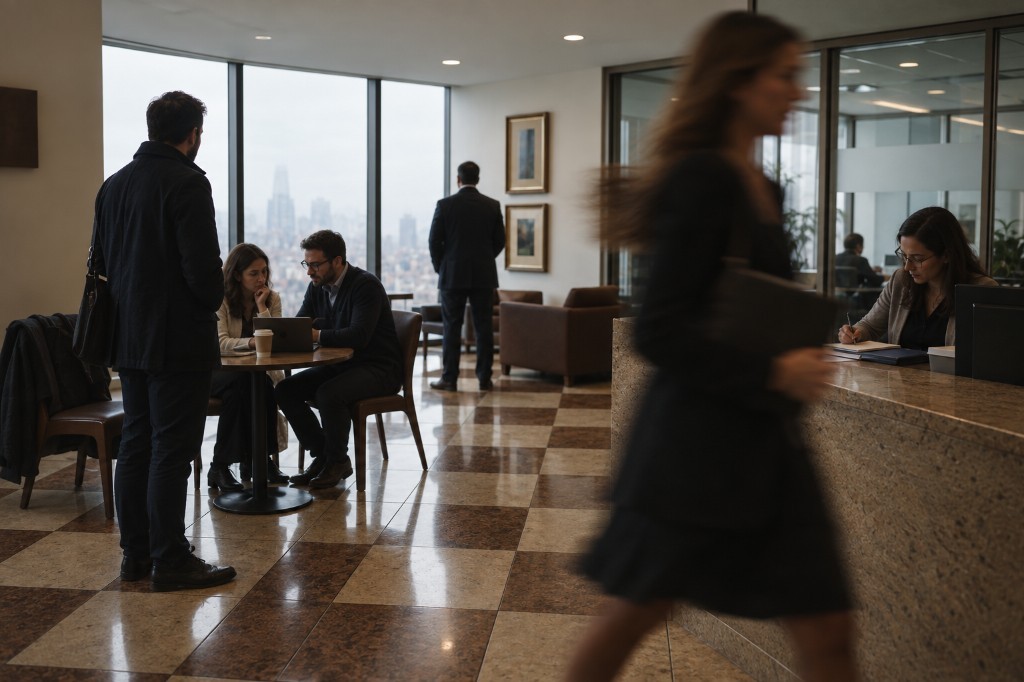 Reception and client lounge on the 85th floor of One World Trade Center